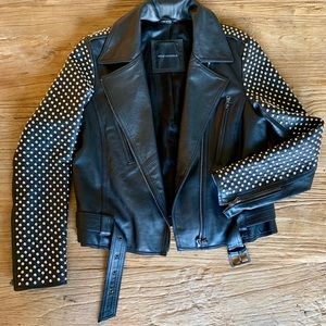 NOUR HAMMOUR silver studded black leather jacket